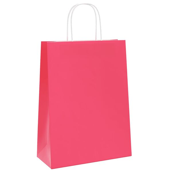vidaXL Paper Bags 250 pcs with Handles Pink 26x12x35 cm