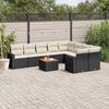 vidaXL Garden Sofa Set Black PE rattan Large UV-resistant materials