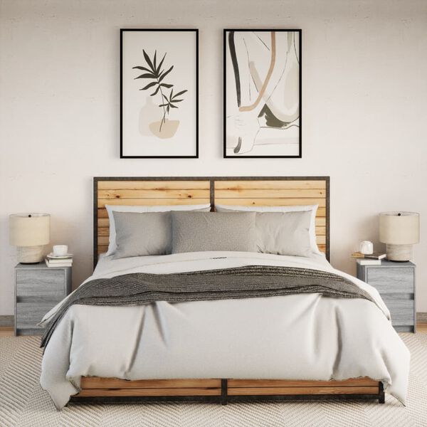 vidaXL Bedside Cabinet Set of 2 Grey sonoma Engineered wood Medium