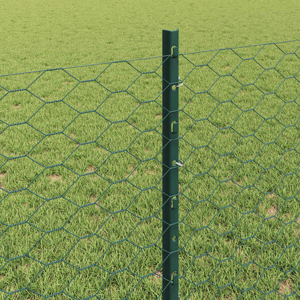 vidaXL Fence with Post Green 2.62 x 164.04 ft Steel and PVC