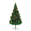 vidaXL Artificial Pre-lit Christmas Tree with Baubles Green 7 ft