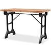 vidaXL Dining Table Brown and Black Steel and Solid Fir Wood Medium