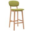 vidaXL Bar Chair Set of 2 Green Fabric (100% polyester), Solid Beech Wood