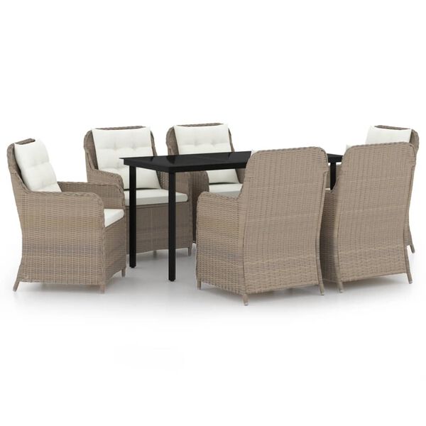 vidaXL Garden Dining Set Brown, Cream, Black
