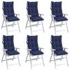 vidaXL Highback Chair Cushion Set of 6 Navy Blue Oxford Fabric