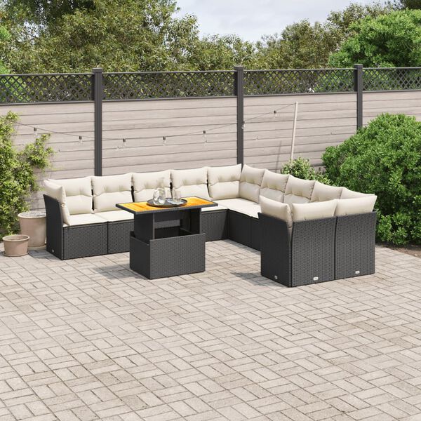 vidaXL Garden Sofa Set Black PE Rattan 11 Piece Set Modular