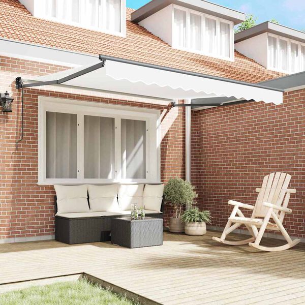 vidaXL Awning Retractable White 118.11 x 98.43 x 64.96 in Polyester