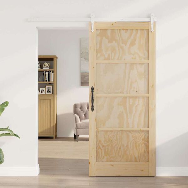 vidaXL Sliding Door ORKDAL Brown 33.86 x 83.07 in Solid Pine Wood
