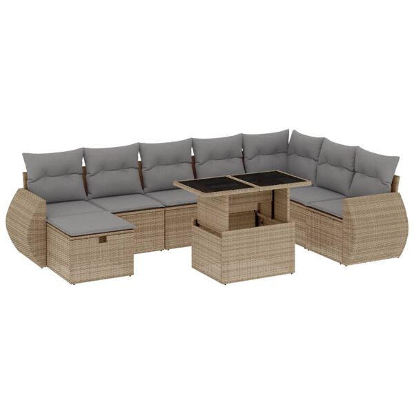 vidaXL Garden Sofa Set Beige, Light gray
