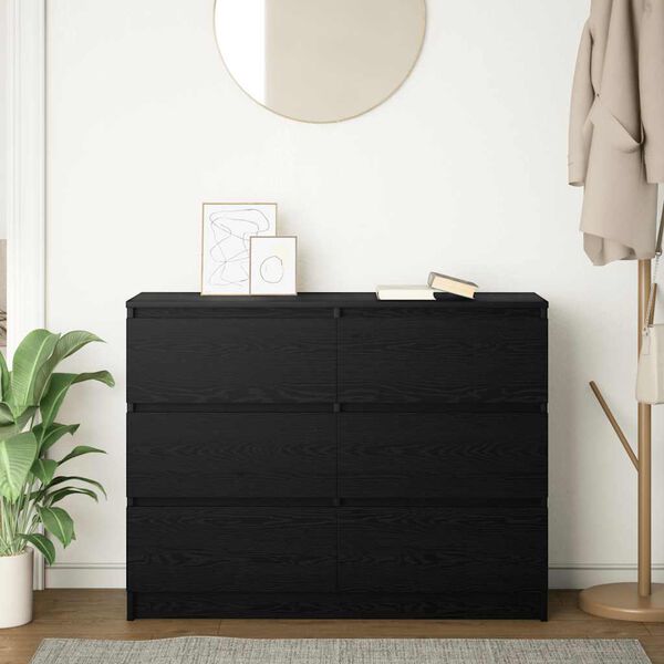 vidaXL Sideboard Black Oak Engineered Wood Medium Sideboard