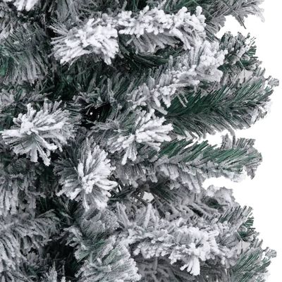 vidaXL Slim Pre-lit Christmas Tree with Flocked Snow Green 47.2" PVC