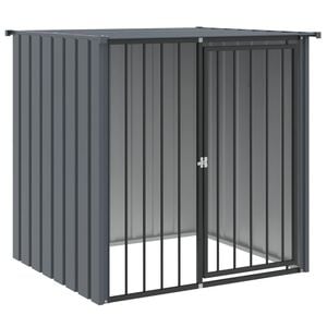 vidaXL Dog House Black Galvanized Steel Large Durable Dog House