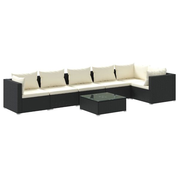vidaXL Garden Lounge Set Black PE Rattan Large Modular