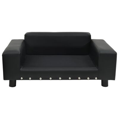 vidaXL Dog Sofa Black 31.9"x16.9"x12.2" Plush and Faux Leather