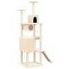 vidaXL Cat Tree Cream Engineered wood, plush, sisal 66.1 in tall Durable
