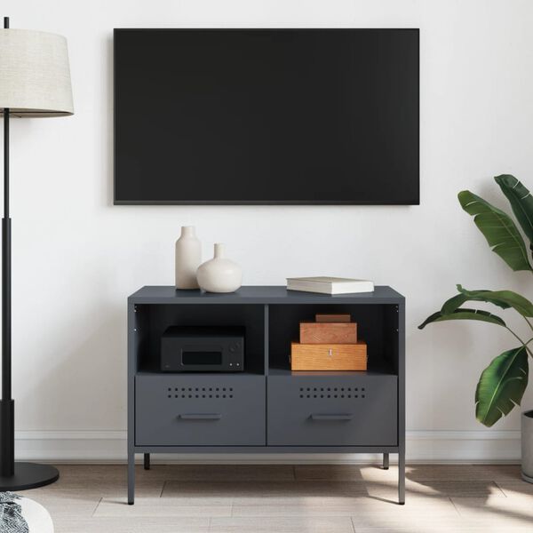 vidaXL TV Cabinet Anthracite Cold-rolled steel Medium TV Cabinet