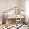 vidaXL Kids'Bed Roof Natural Pine Solid pine wood 78 x 38 x 44.5 in