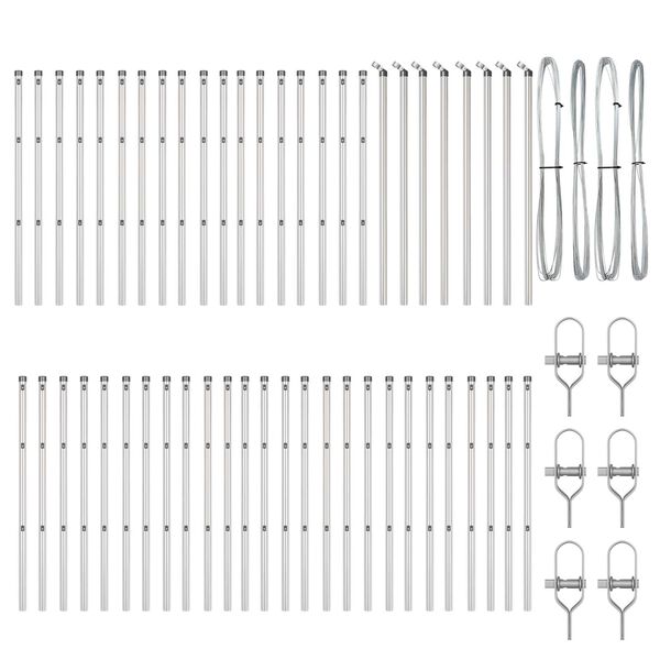 vidaXL Fence Post 52 pcs Grey 1.26 x 1.26 x 47.24 in