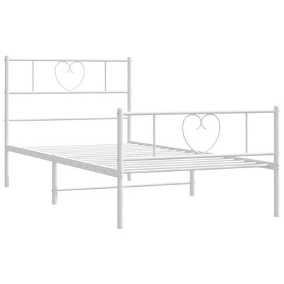 vidaXL Metal Bed Frame with Headboard and Footboard White 39.4"x74.8" Twin