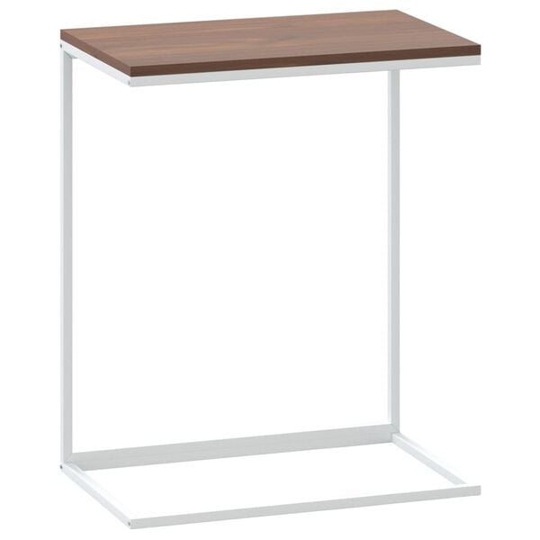 vidaXL Side Table White and Brown Engineered Wood and Iron Compact