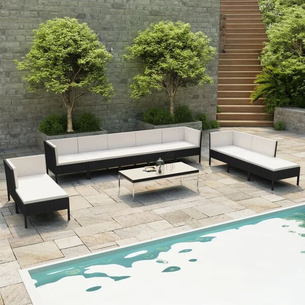 vidaXL Garden Furniture Set Black, Cream White