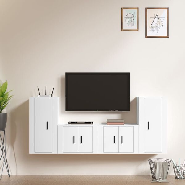 vidaXL TV Cabinet Set Set of 4 White Engineered wood 4 Piece Set