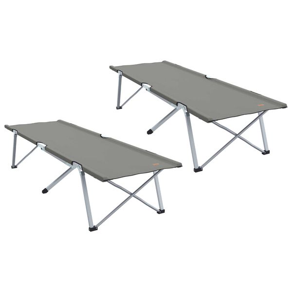 vidaXL Folding Camping Bed Folding 2 pcs Grey 194 x 62.5 x 42.5 cm