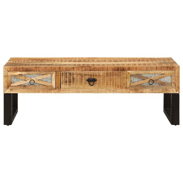 vidaXL Coffee Table Natural wood, Black Solid mango wood, Galvanized steel