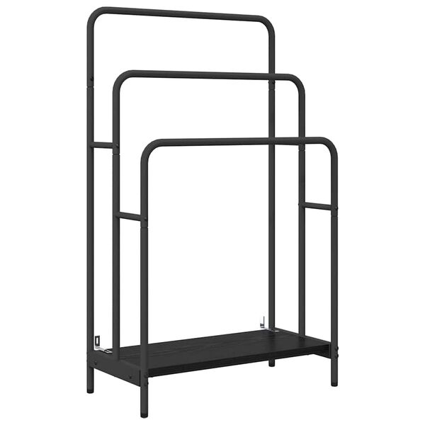 vidaXL Cloth Rack Black Oak 23.62 x 11.81 x 39.57 in Engineered wood
