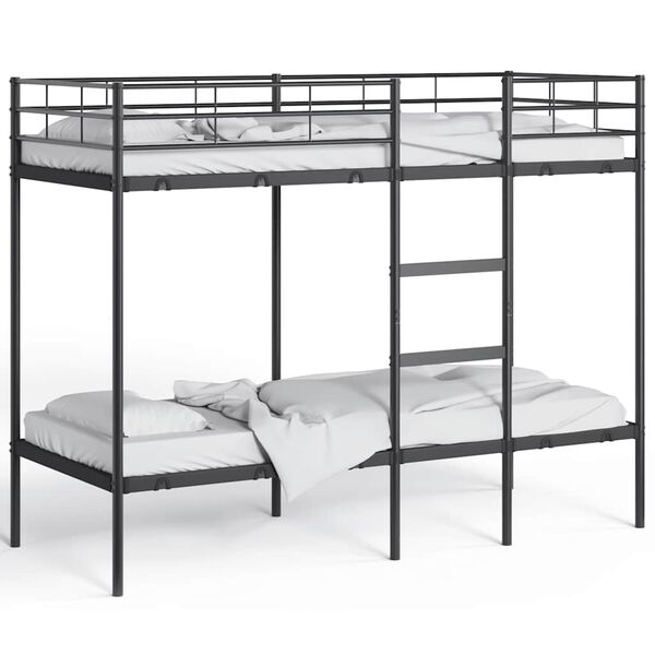vidaXL Bunk Bed Black Steel, Mesh Fabric Small Single Bunk Bed