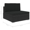 vidaXL Middle Seat Black PE Rattan Medium Modular Middle Seat Square