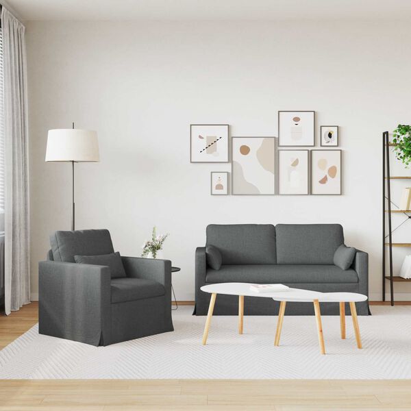 vidaXL Sofa 2 pcs Dark Grey