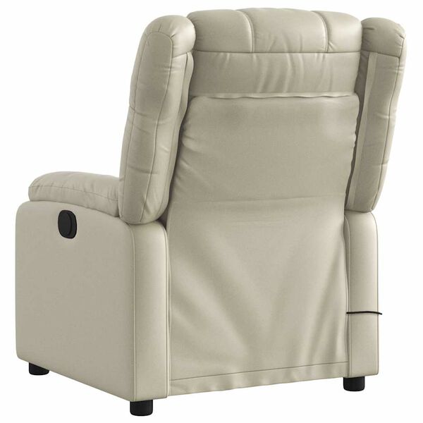vidaXL Massage Recliner Chair Cream Faux leather, wood, metal, foam