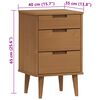 vidaXL Bedside Cabinet Brown Solid pine wood Medium Bedside Cabinet