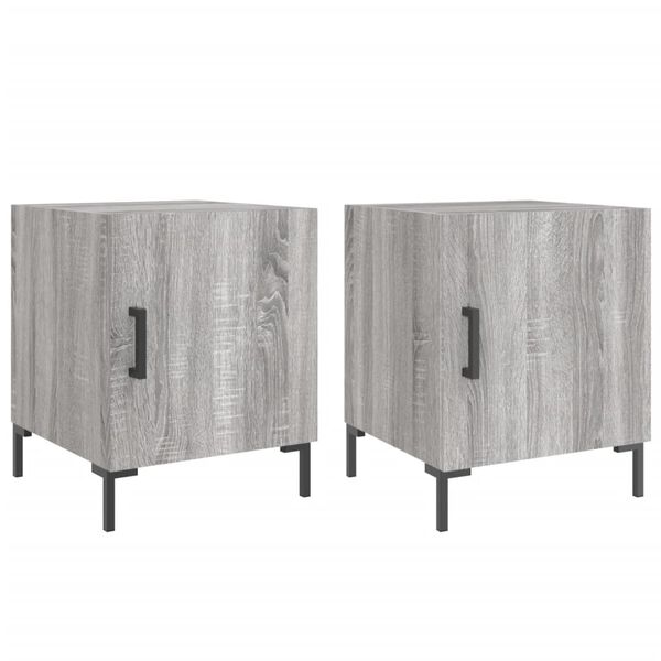 vidaXL Bedside Cabinet Set of 2 Gray Sonoma Engineered wood, iron