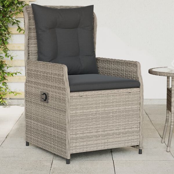 vidaXL Reclining Patio Chairs 2 pcs Light Grey Poly Rattan