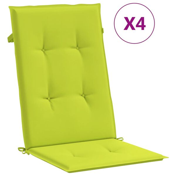 vidaXL Patio Highback Chair Cushions 4 pcs Bright Green 47.2x19.7x1.2" Fabric