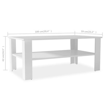 vidaXL Coffee Table Engineered Wood 39.4"x23.2"x16.5" White