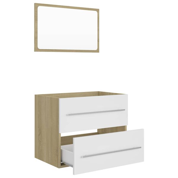 vidaXL Bathroom Furniture Set White and Sonoma Oak Engineered wood, Acrylic