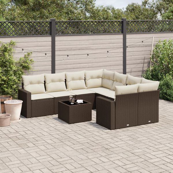 vidaXL Garden Sofa Set Brown and Cream