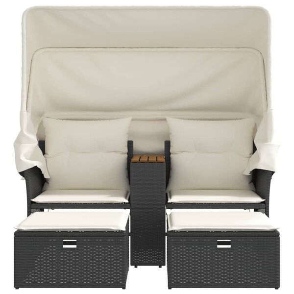 vidaXL Garden Sofa Black and Cream White