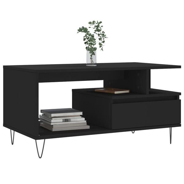 vidaXL Coffee Table Black Engineered Wood and Metal