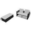 vidaXL Lounge Set Black and cream PE rattan, powder-coated steel, polyester