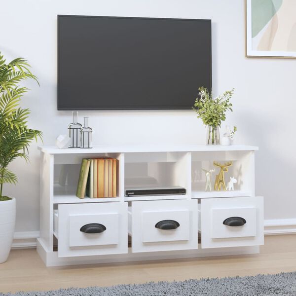 vidaXL TV Cabinet High gloss white Engineered wood Medium TV Cabinet