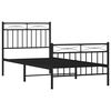 vidaXL Bed Frame Black Powder-Coated Steel 35.4 x 74.8 in Bed Frame