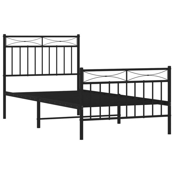 vidaXL Bed Frame Black Powder-Coated Steel 35.4 x 74.8 in Bed Frame