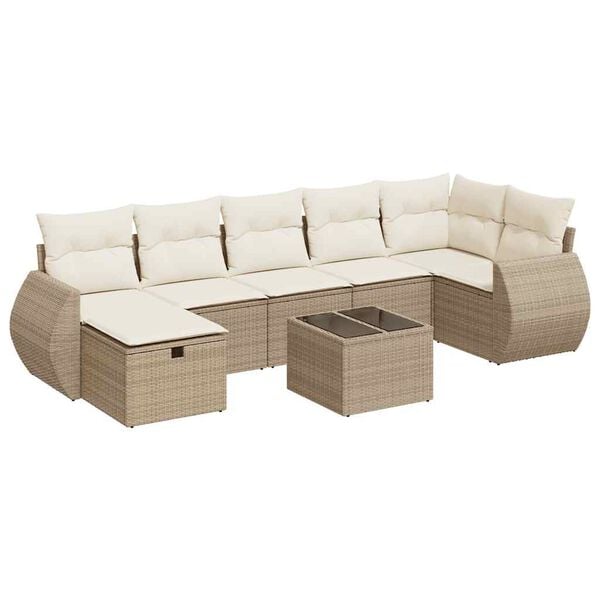 vidaXL Garden Sofa Set Beige PE rattan Large Modular Garden Sofa Set