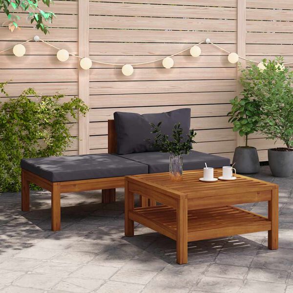 vidaXL Garden Lounge Set Dark Grey Solid Acacia Wood, 100% polyester