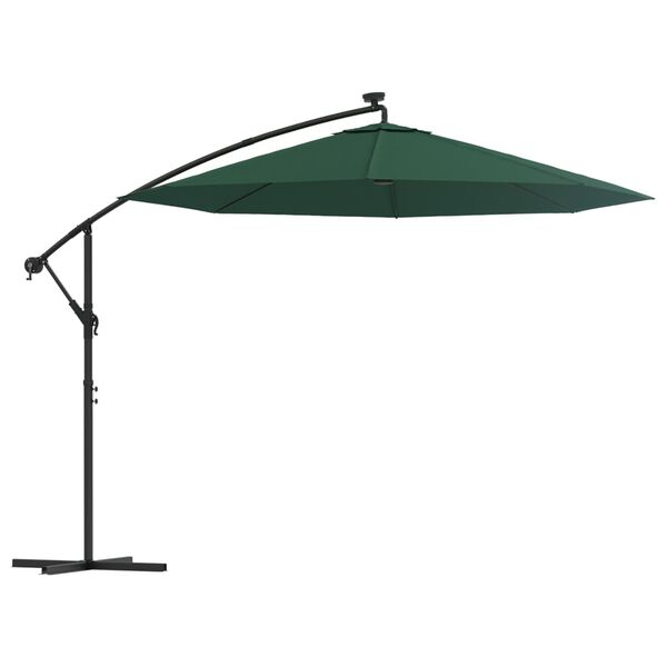vidaXL Hanging Parasol Green Polyester fabric, Metal 118.1 in diameter