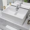 vidaXL Basin with Faucet Hole Ceramic White 20.3"x15.2"x5.9"